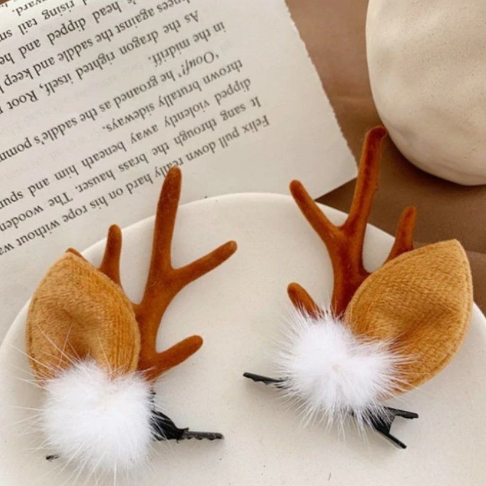 New Christmas Reindeer Deer Antler Antlers Hair Clips women ladies NEW
